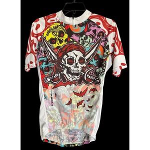 Paladin Men's‎ Size XL Cycling Bike Jersey All Over Print Pirate Skulls S/S